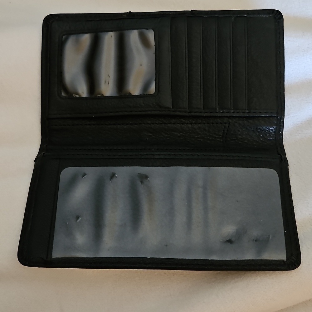 BRIGHTON Pretty Tough Black Leather Studded Checkbook Cardholder Wallet - Picture 7 of 14